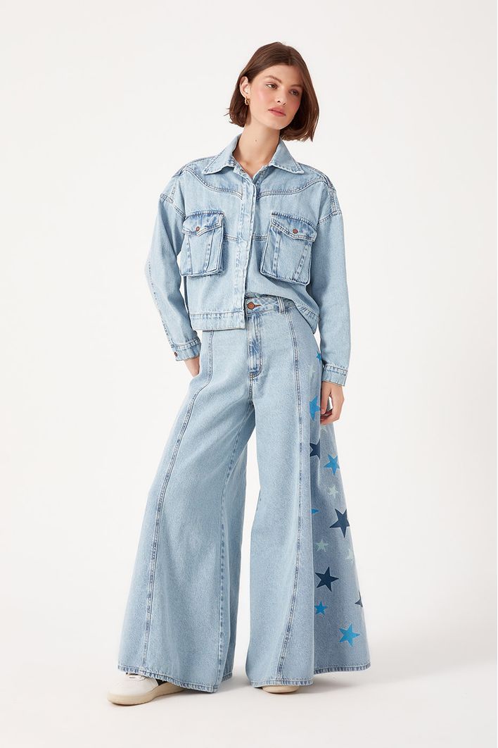 Jaqueta Jeans Detalhe Estrelinhas