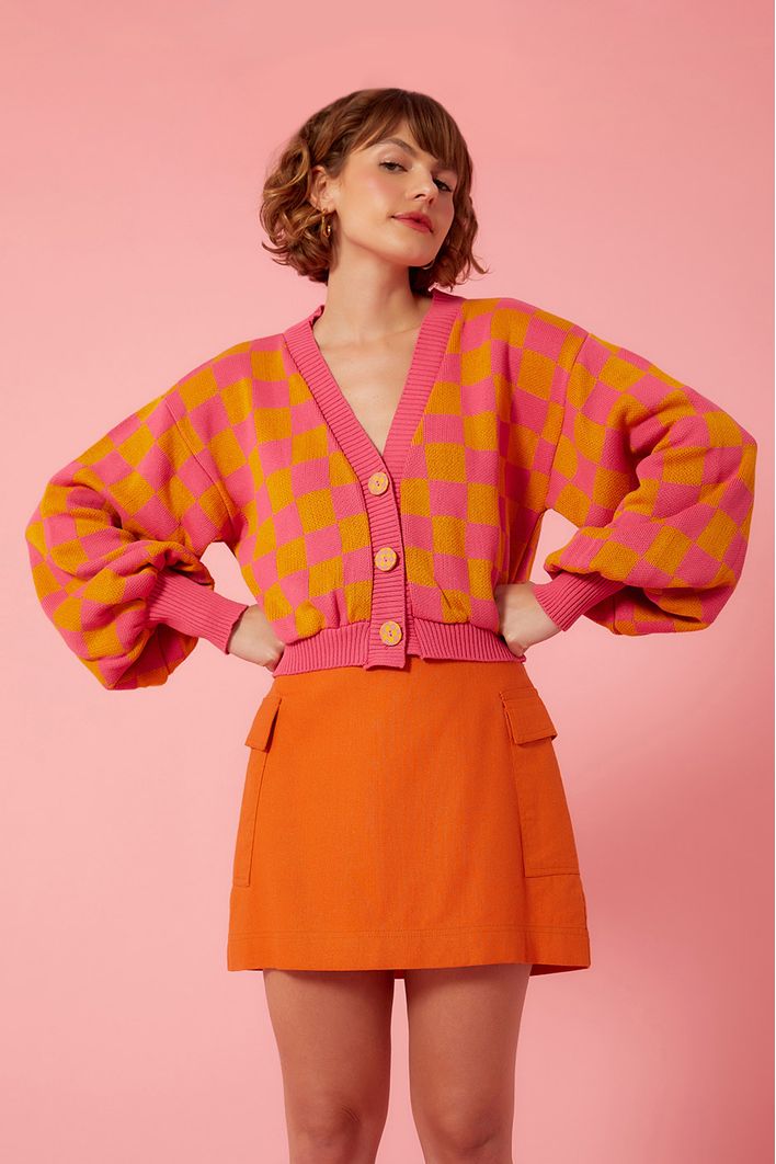 Casaco Tricot Jacquard Xadrezinho