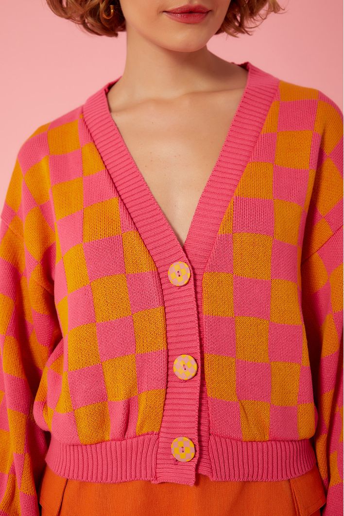 Casaco Tricot Jacquard Xadrezinho