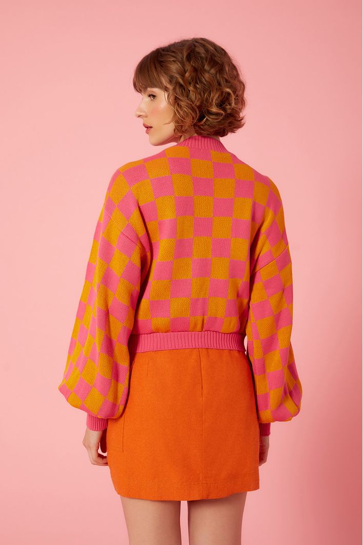 Casaco Tricot Jacquard Xadrezinho