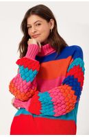 Casaco Tricot Listrado Colorido
