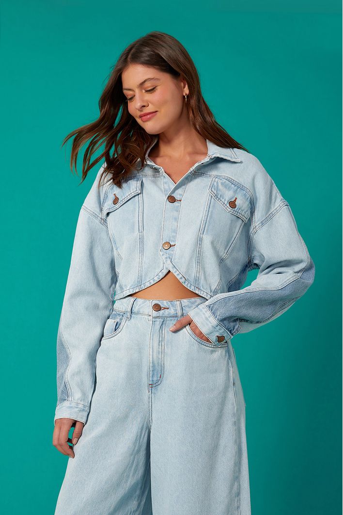 Jaqueta Jeans Bicolor