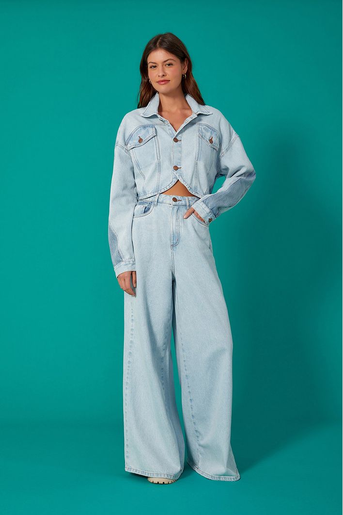 Jaqueta Jeans Bicolor