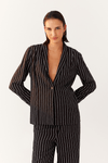 Blazer Risca de Giz Punho Botões