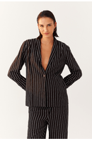 Blazer Risca de Giz Punho Botões