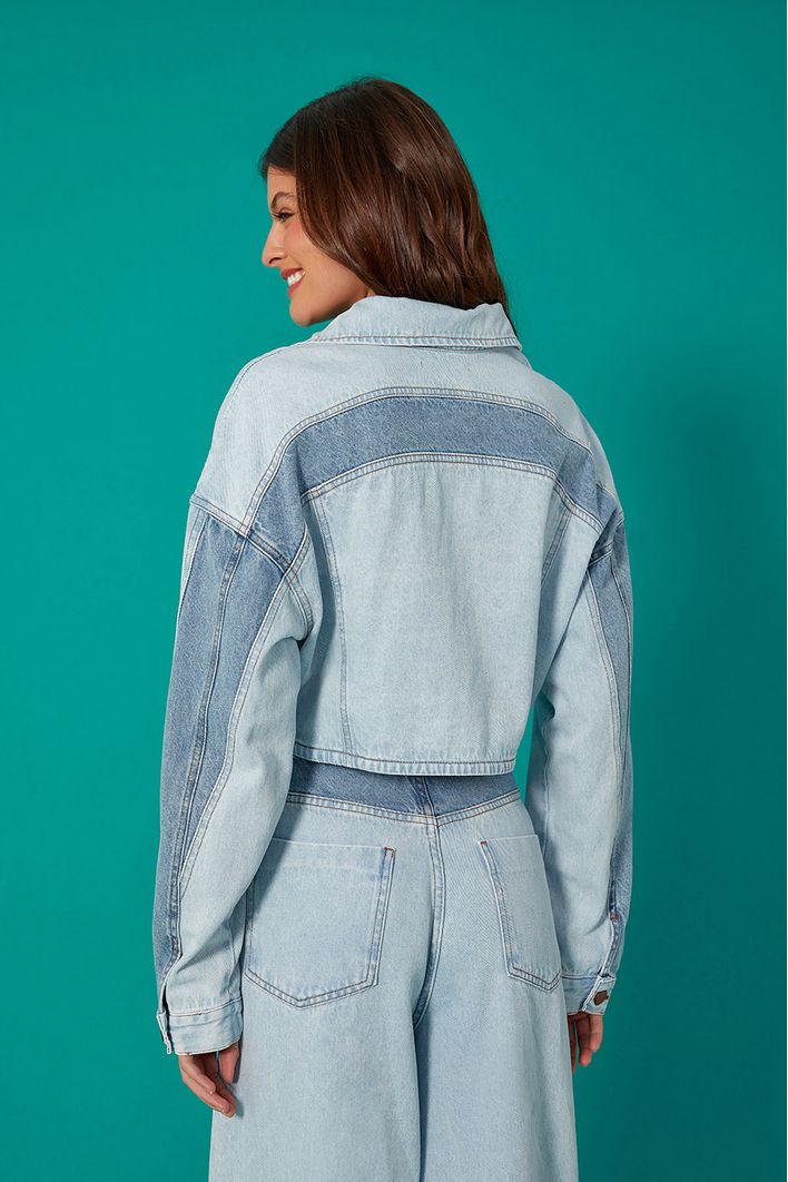 Jaqueta Jeans Bicolor