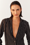 Blazer Risca de Giz Punho Botões
