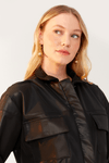 Jaqueta Cropped Malha Leather