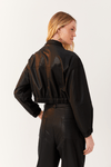 Jaqueta Cropped Malha Leather