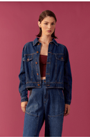 Jaqueta Jeans Detalhe Mix