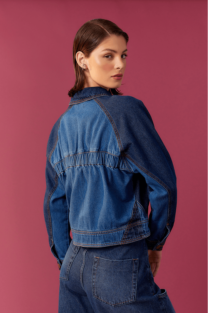 Jaqueta Jeans Detalhe Mix