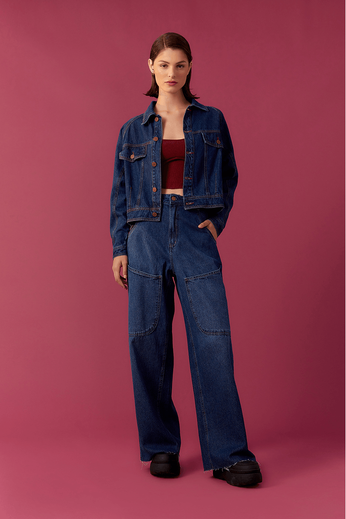 Jaqueta Jeans Detalhe Mix