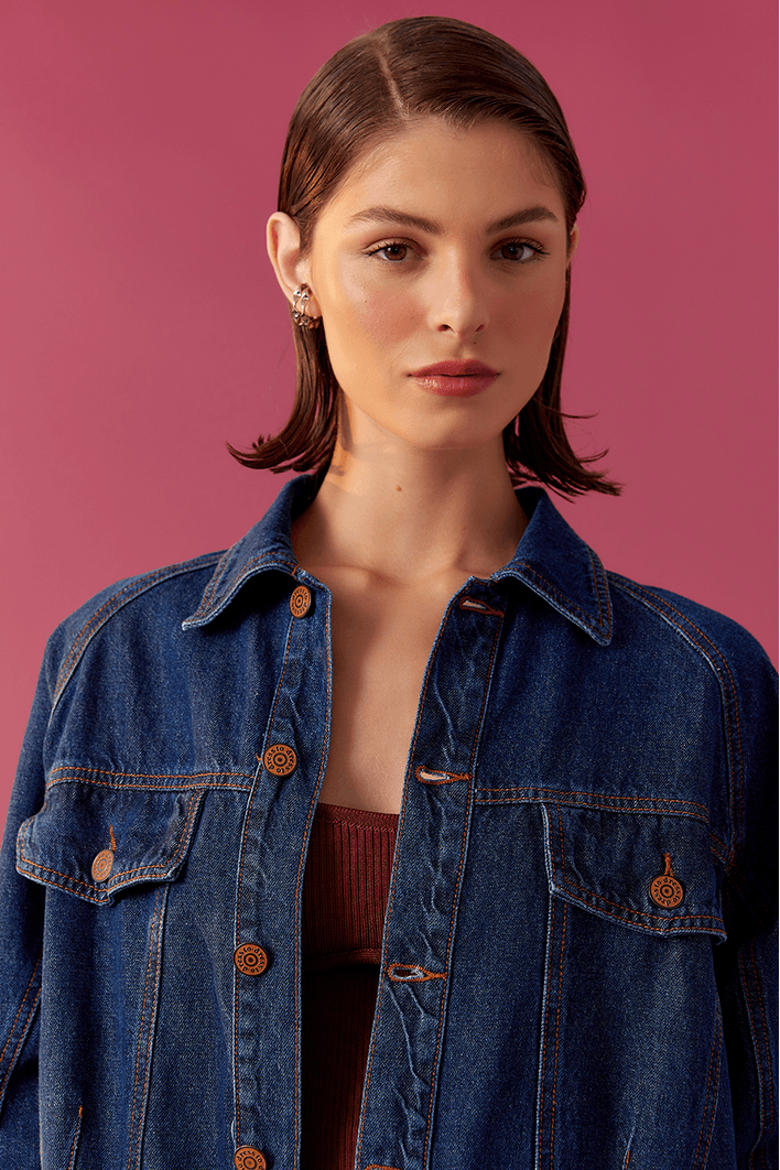 Jaqueta Jeans Detalhe Mix