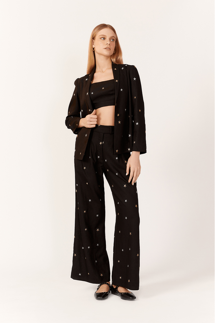 Blazer Linho Bordado Estrela Lurex