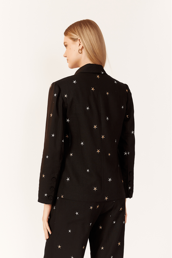 Blazer Linho Bordado Estrela Lurex