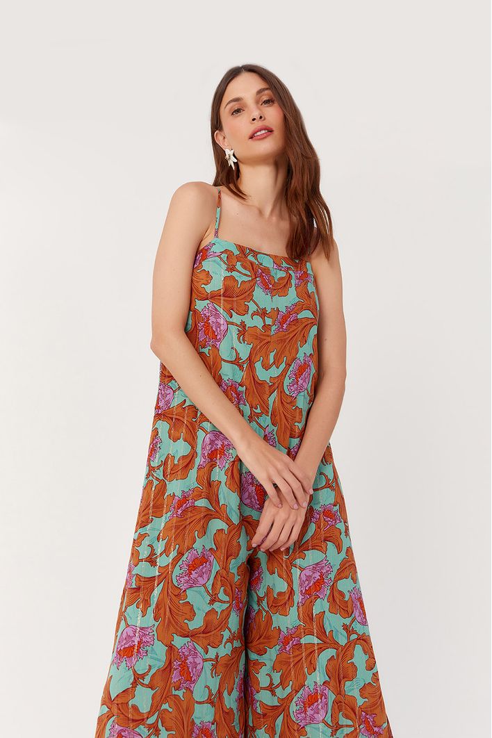 Macacão Lurex Estampa Art Nouveau