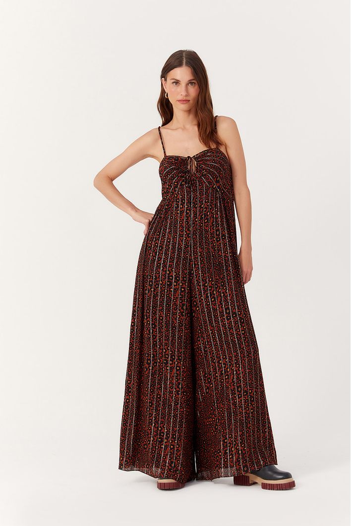 Macacão Lurex Estampa Nina