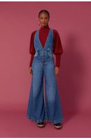 Jardineira Jeans Detalhe Zig Zag