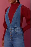 Jardineira Jeans Detalhe Zig Zag