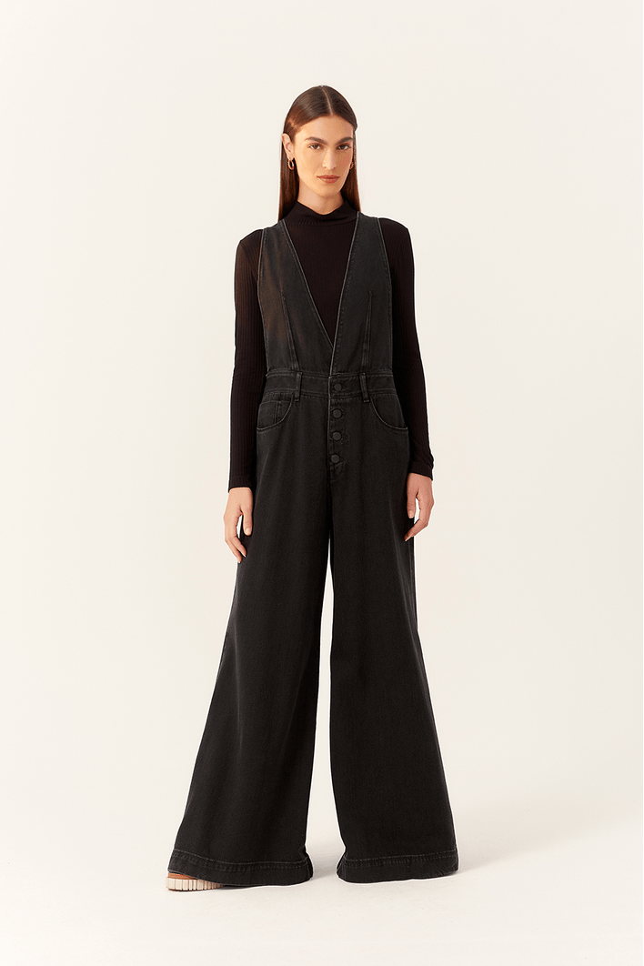 Jardineira Jeans Black