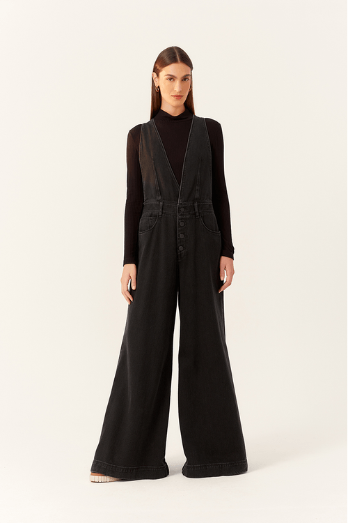 Jardineira Jeans Black