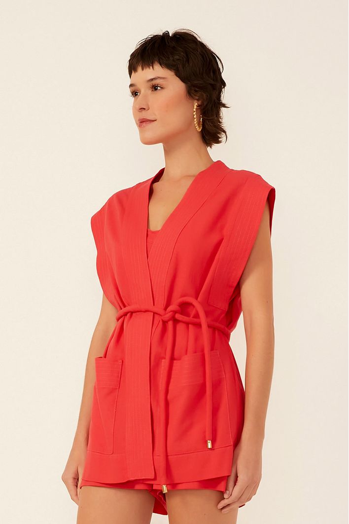 Colete Linho Pespontado