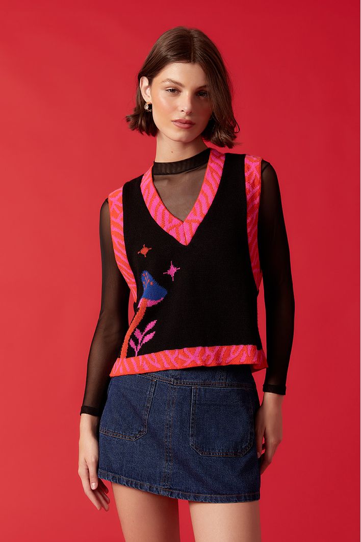 Colete Tricot Jacquard Tiger