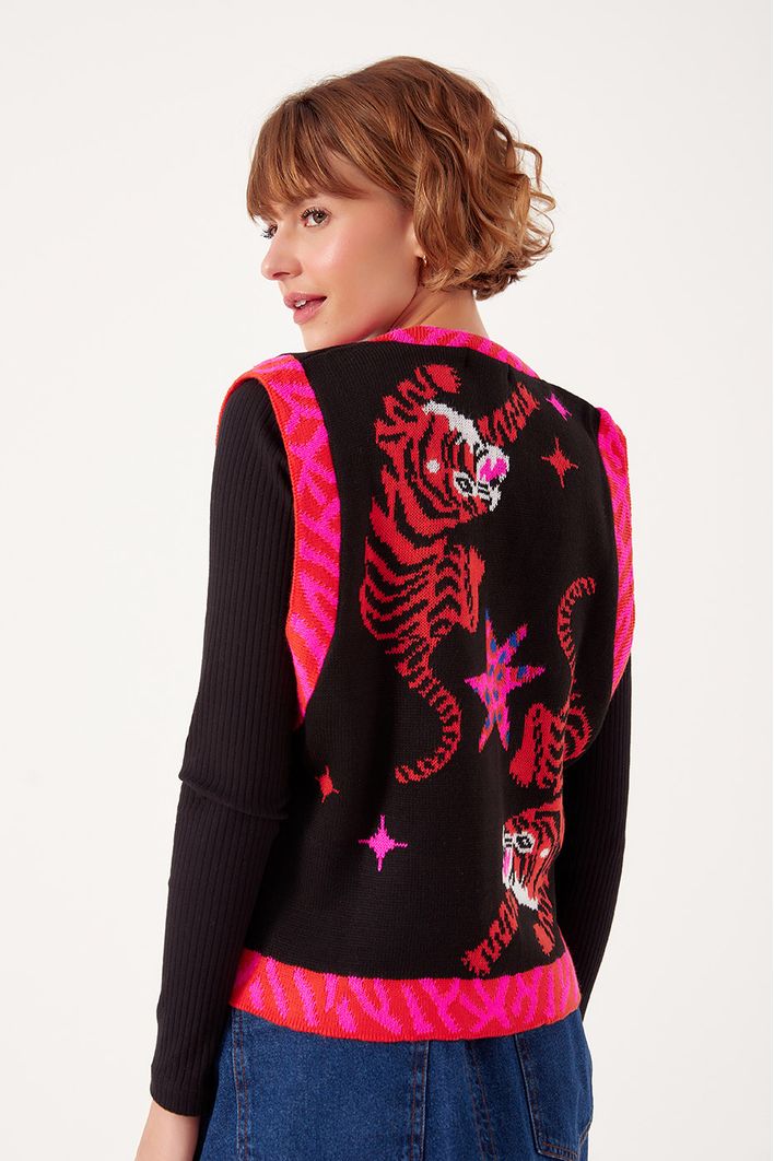 Colete Tricot Jacquard Tiger