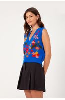 Colete Tricot Jacquard Jardineira