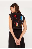 Colete Cropped Linho Bordado Mystic