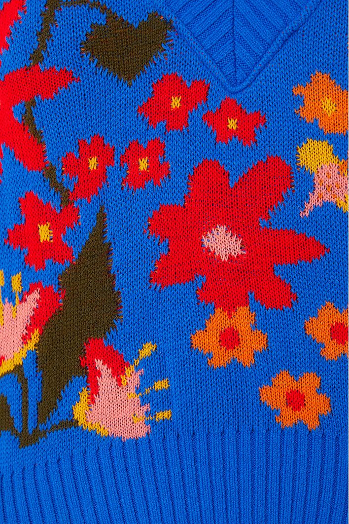Colete Tricot Jacquard Jardineira