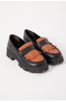 Mocassim Couro Franjas Bicolor