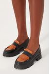 Mocassim Couro Franjas Bicolor