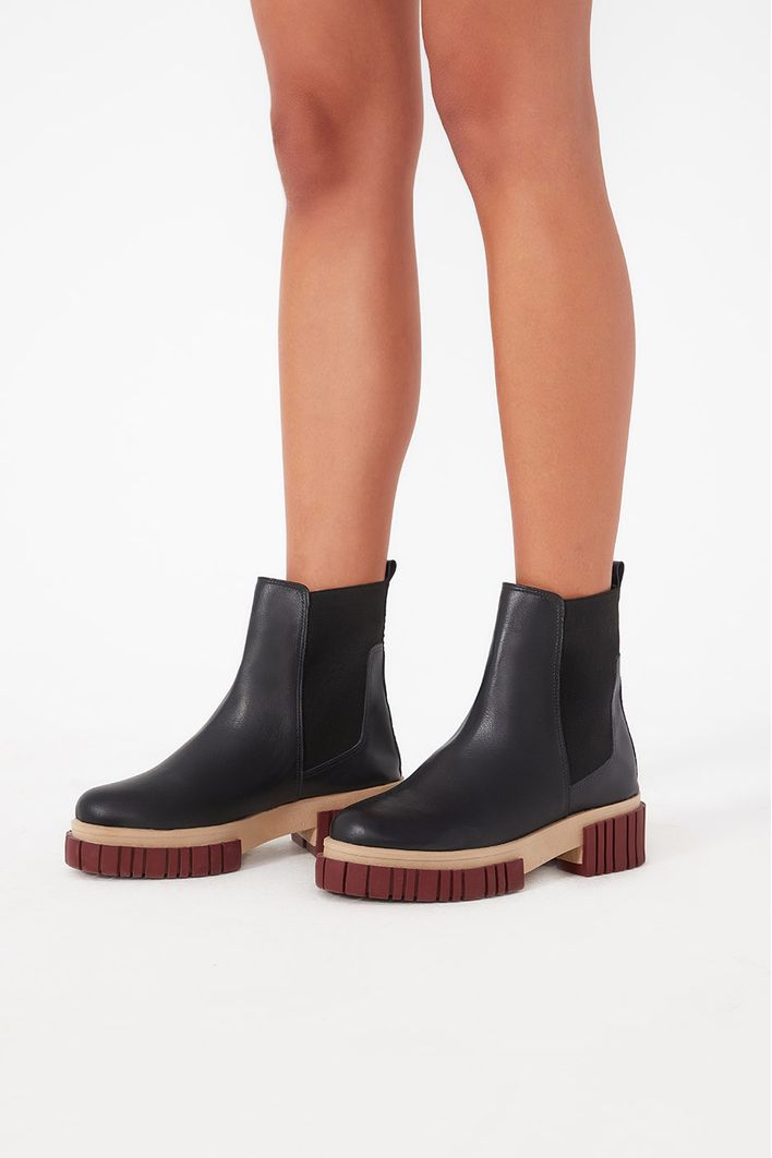 Bota Tratorada Couro Bicolor