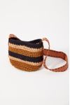 Bolsa Cesto Crochê Alça Couro