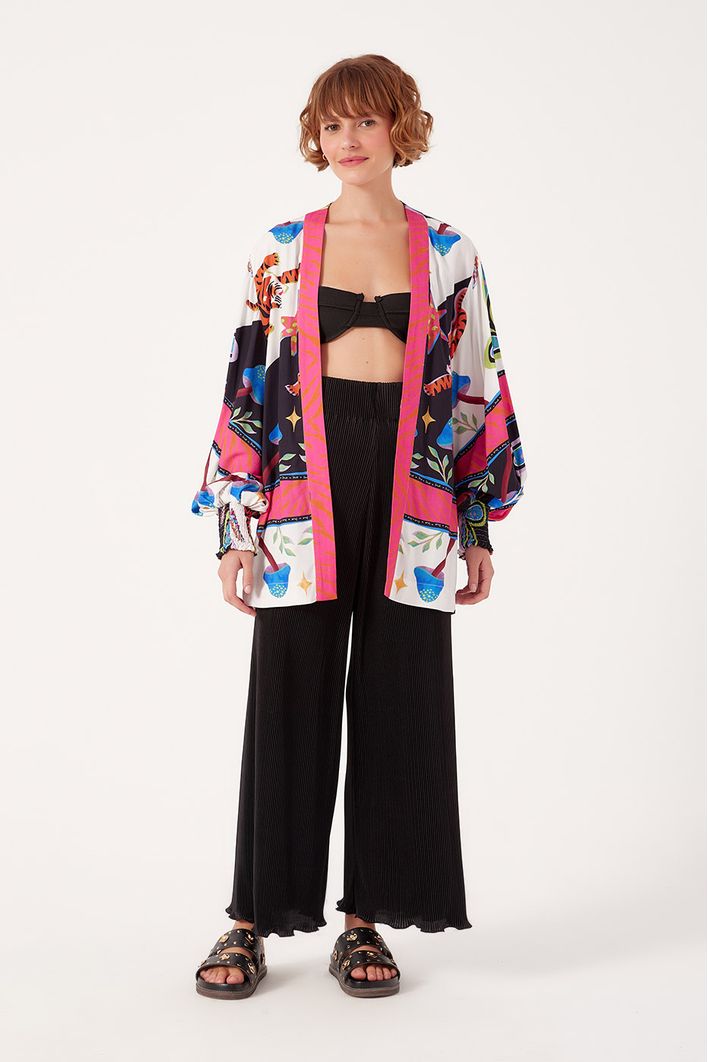 Kimono Estampa Lenço Tigre