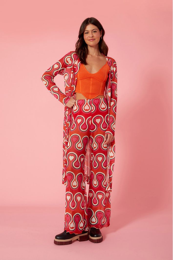 Cardigan Tule Estampa Paixão