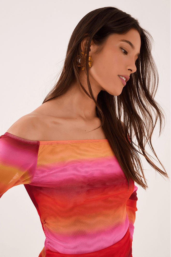 Blusa Tule Estampa Tarde