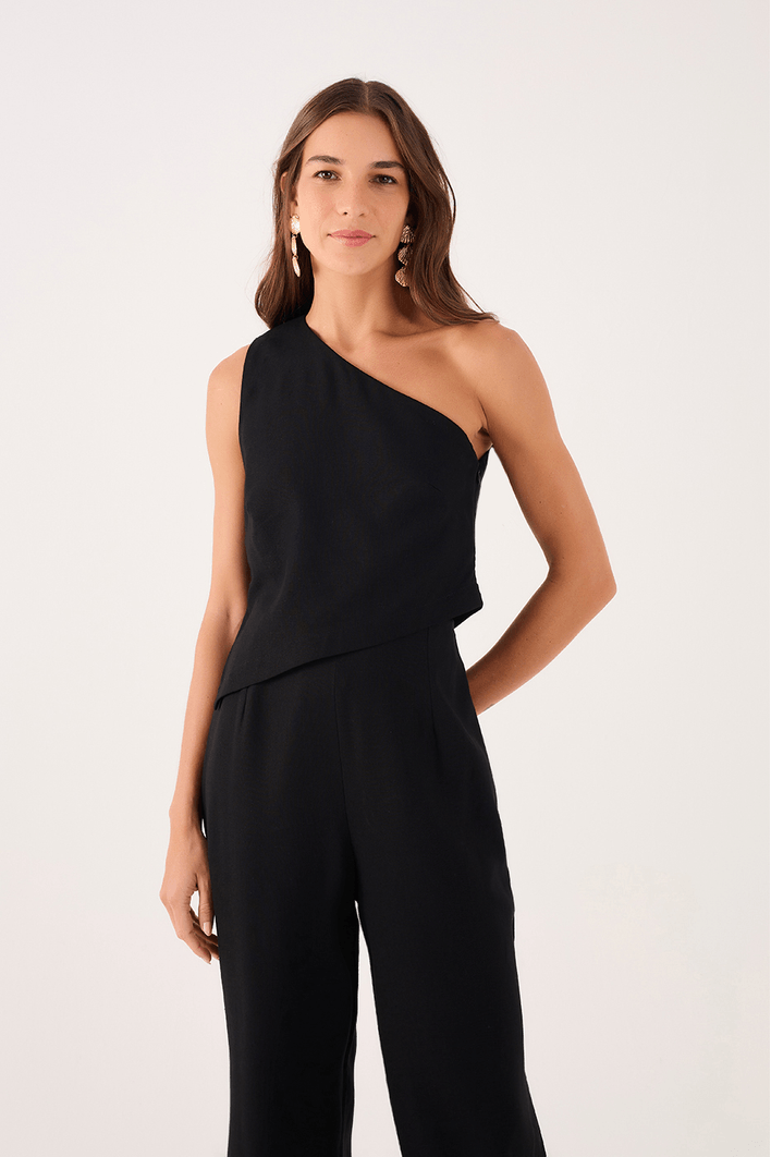 Blusa Linho Assimétrica Ombro Só