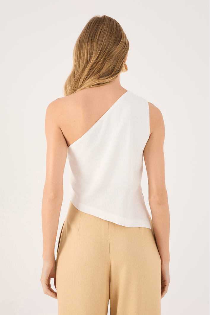 Blusa Linho Assimétrica Ombro Só
