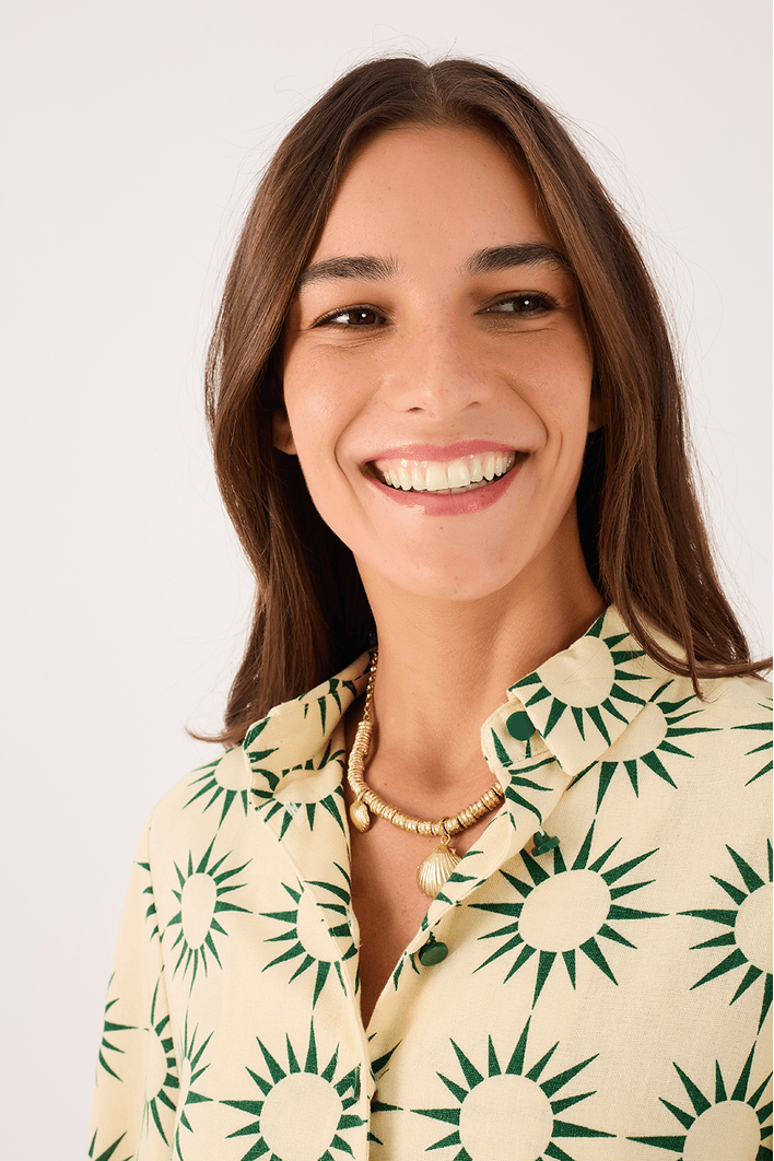 Camisa Cropped Linho Estampa Raiar