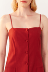 Vestido Linho Curto Botões Frente
