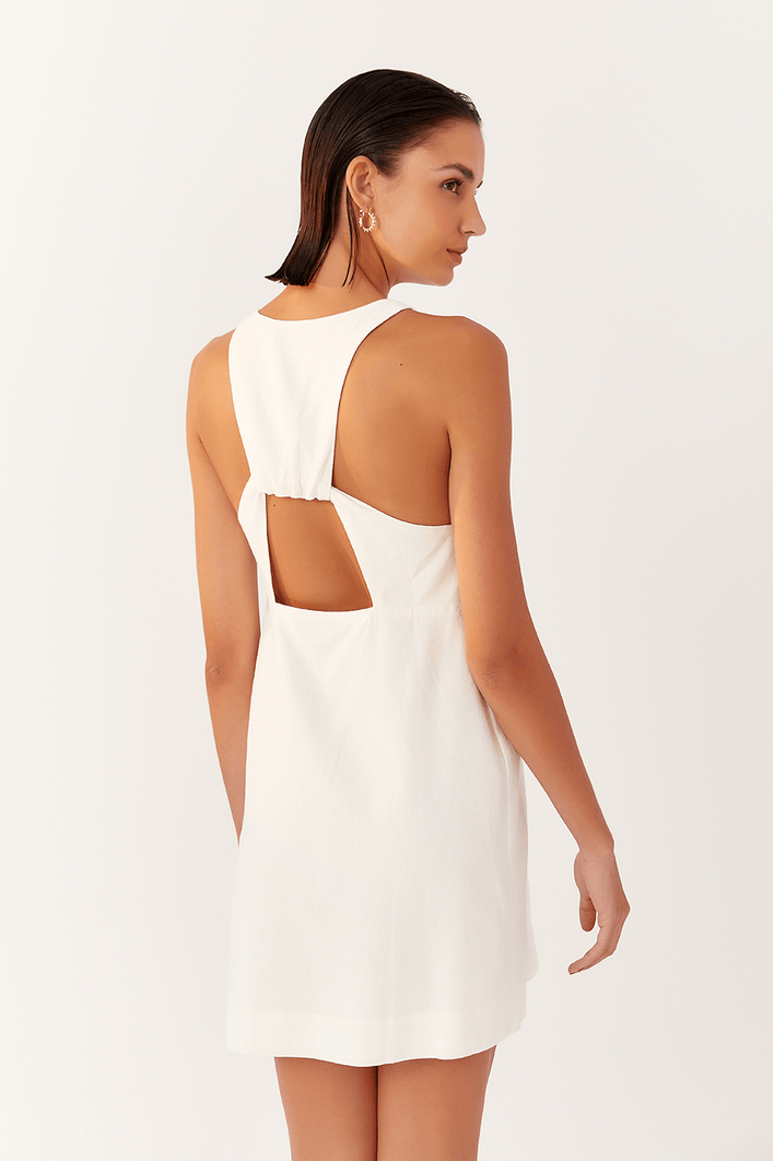 Vestido Linho Curto Decote Nadador