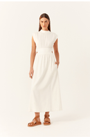 Vestido Linho Cropped Pala Arredondada