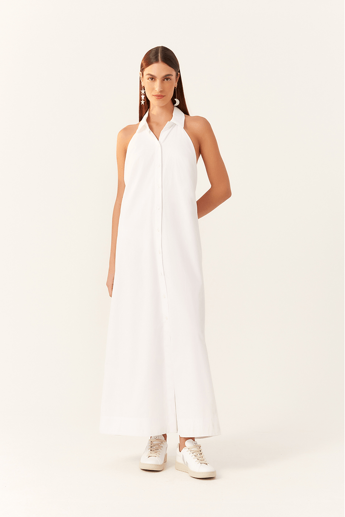 Vestido Cropped Algodão Decote Costas
