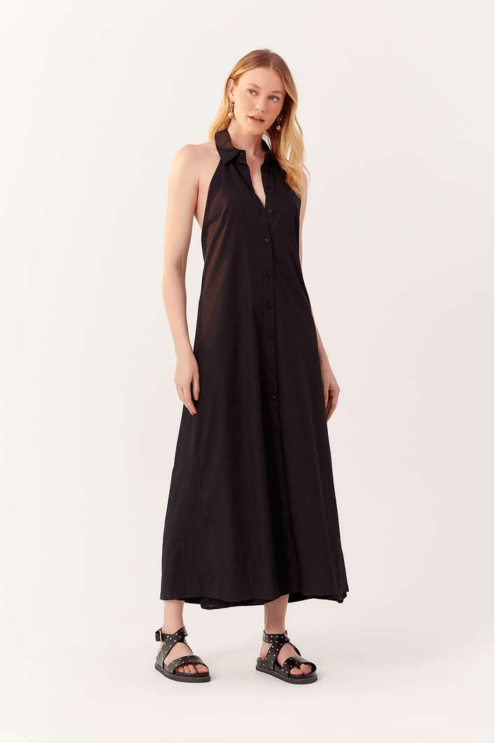 Vestido Cropped Algodão Decote Costas
