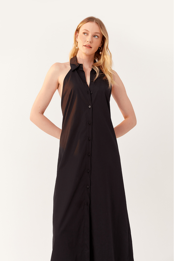 Vestido Cropped Algodão Decote Costas
