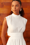 Vestido Linho Cropped Pala Arredondada