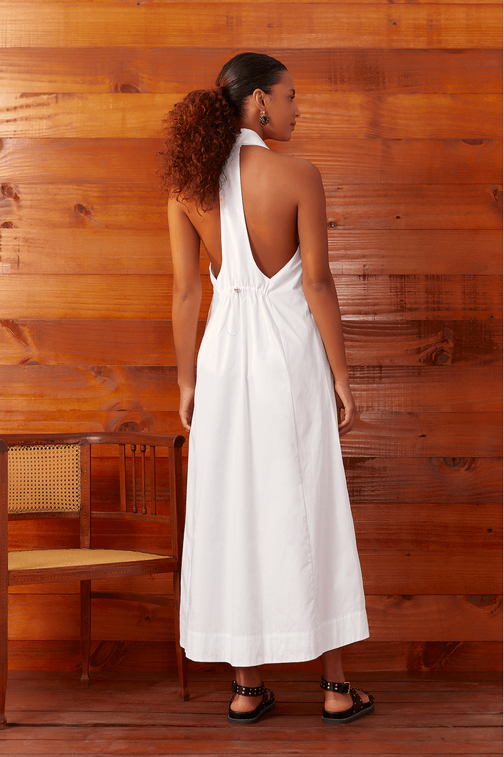 Vestido Cropped Algodão Decote Costas