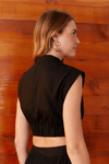 Vestido Linho Cropped Pala Arredondada